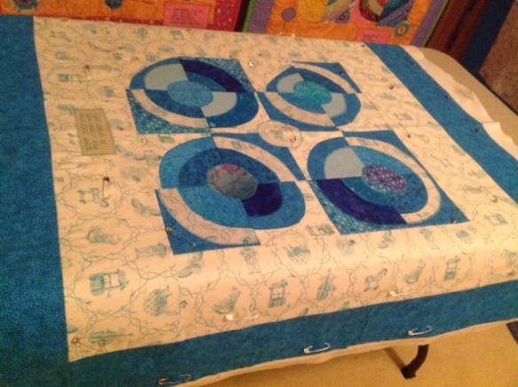 Blue circles ready for quilting.